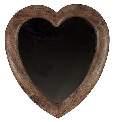 Mango Wood Heart Shaped Mirror